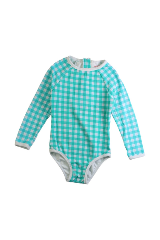 A Teal Swimsuits from Seed in size 3T for girl. (Front View)