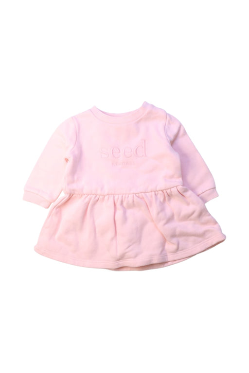 A Pink Long Sleeve Dresses from Seed in size 0-3M for girl. (Front View)