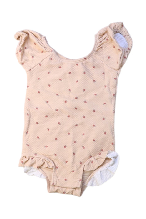 A Beige Short Sleeve Bodysuits from Quincy Mae in size 6-12M for girl. (Front View)