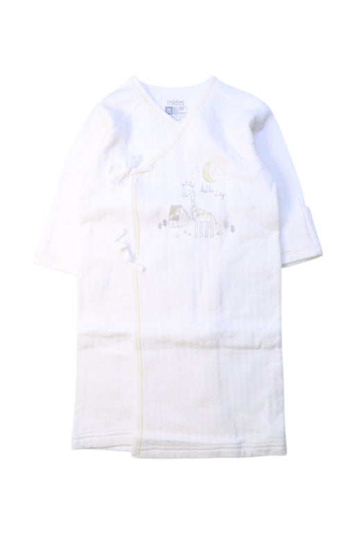A White Onesies from Mides in size 0-3M for girl. (Front View)