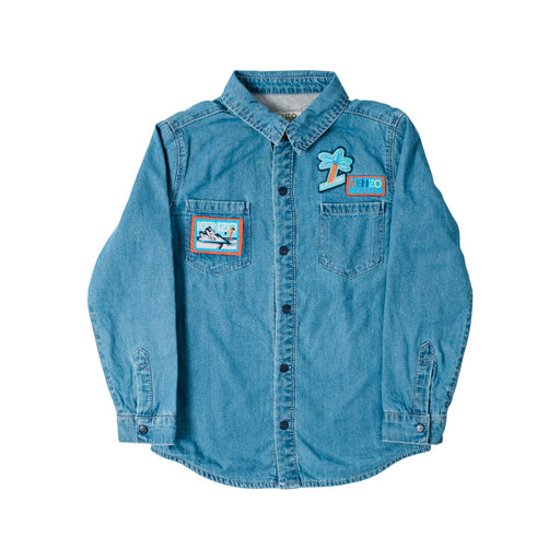 A Blue Long Sleeve Shirts from Kenzo in size 6T for boy. (Front View)