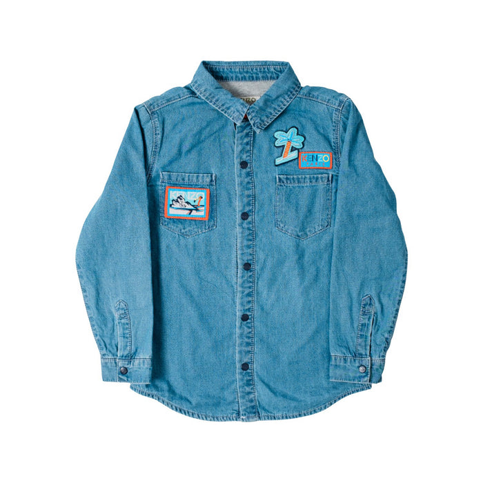 A Blue Long Sleeve Shirts from Kenzo in size 6T for boy. (Front View)