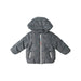 A Grey Puffer/Quilted Jackets from Jacadi in size 3T for neutral. (Front View)