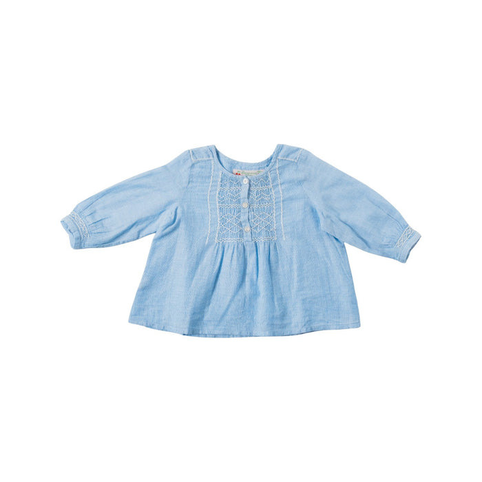 A Blue Long Sleeve Tops from Bonpoint in size 6-12M for girl. (Front View)