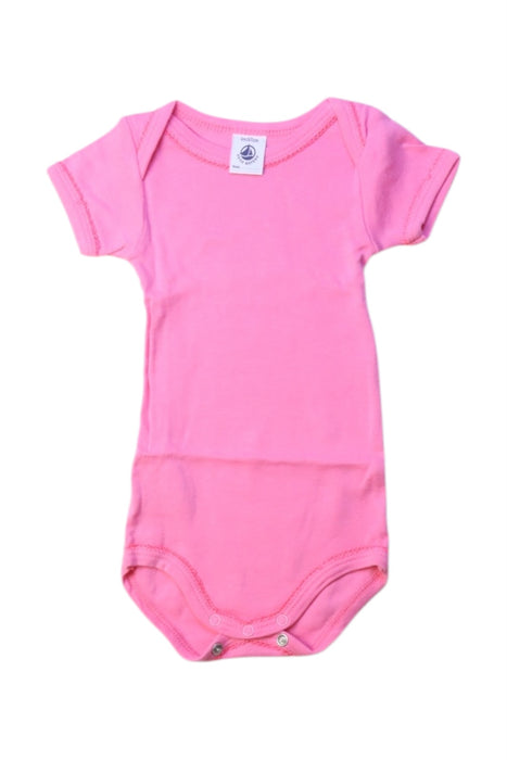 A Pink Short Sleeve Bodysuits from Petit Bateau in size 3-6M for girl. (Front View)