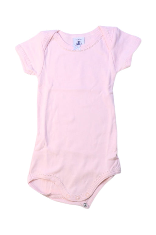 A Pink Short Sleeve Bodysuits from Petit Bateau in size 3-6M for girl. (Front View)