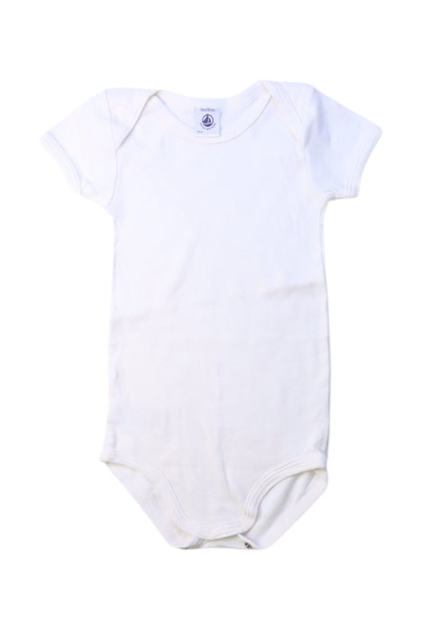 A White Short Sleeve Bodysuits from Petit Bateau in size 12-18M for girl. (Front View)