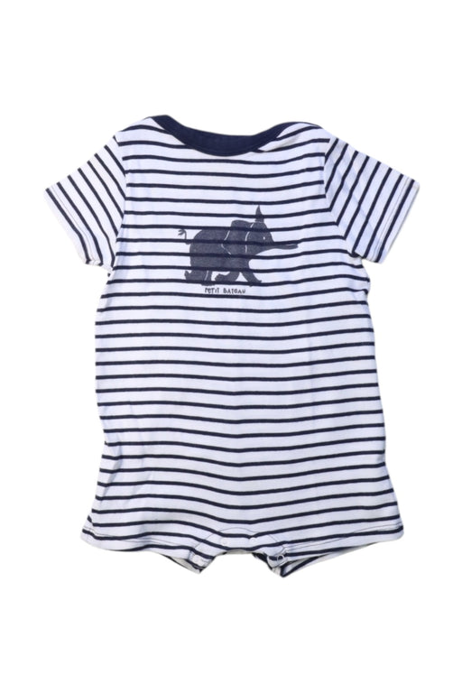 A Navy Short Sleeve Rompers from Petit Bateau in size 3-6M for boy. (Front View)