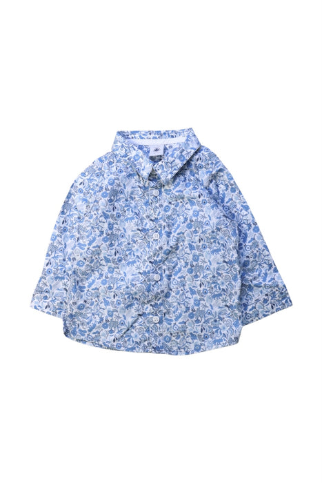 A Blue Long Sleeve Shirts from Petit Bateau in size 6-12M for boy. (Front View)