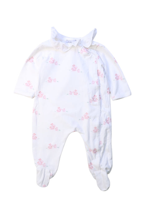 A White Onesies from Lapinou in size 0-3M for girl. (Front View)