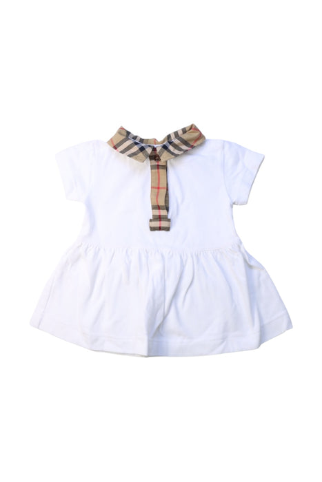 A White Short Sleeve Dresses from Burberry in size 3-6M for girl. (Front View)