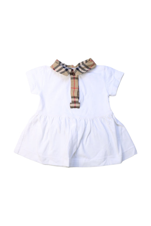A White Short Sleeve Dresses from Burberry in size 3-6M for girl. (Front View)