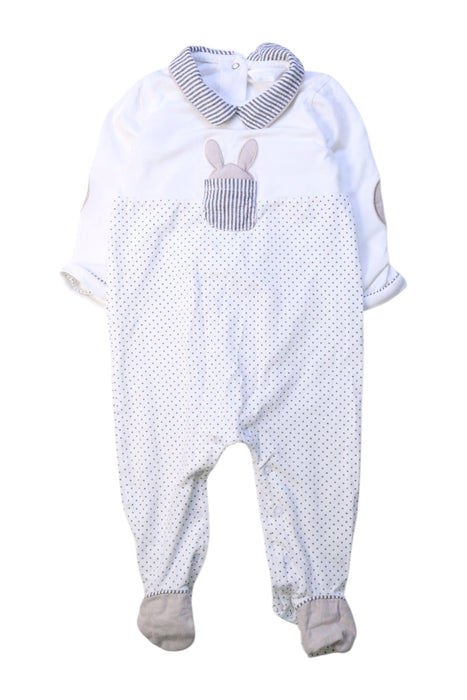 A White Long Sleeve Rompers from Mayoral in size Newborn for boy. (Front View)