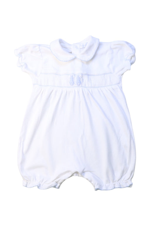 A White Short Sleeve Rompers from Nursery Window in size 6-12M for girl. (Front View)
