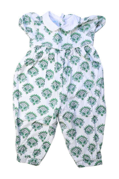 A White Short Sleeve Rompers from India Amory x Smockingbird in size 6-12M for girl. (Front View)