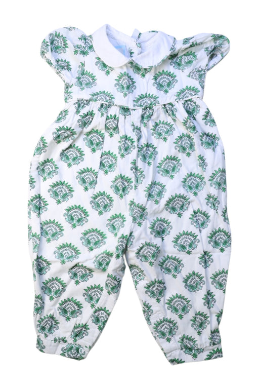 A White Short Sleeve Rompers from India Amory x Smockingbird in size 6-12M for girl. (Front View)