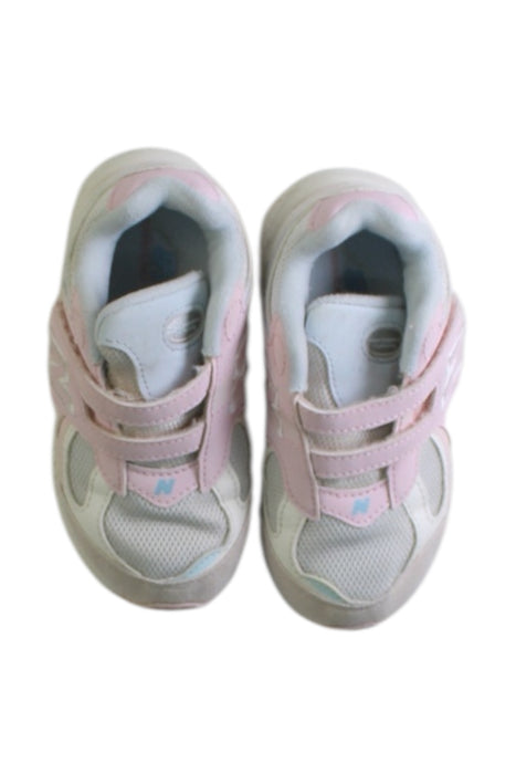 A Pink Sneakers from New Balance in size 3T for girl. (Back View)