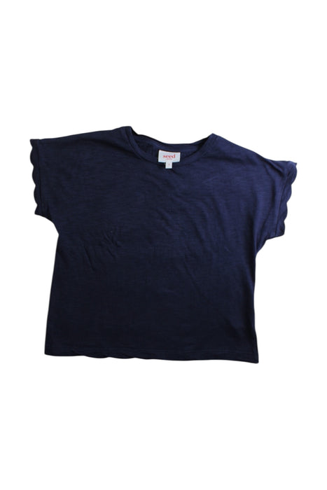 A Navy Sleeveless Tops from Seed in size 5T for girl. (Front View)