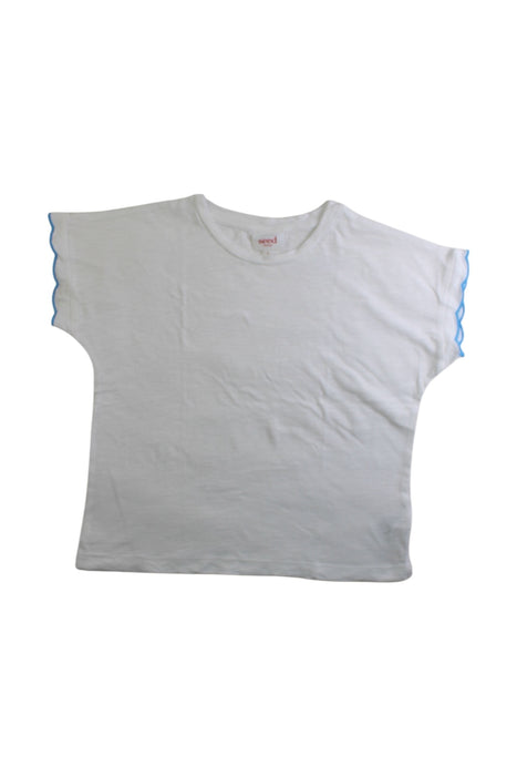 A White Short Sleeve T Shirts from Seed in size 5T for girl. (Front View)