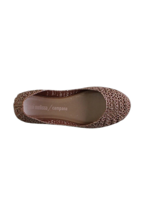A Brown Flats from Mini Melissa in size 6T for girl. (Front View)
