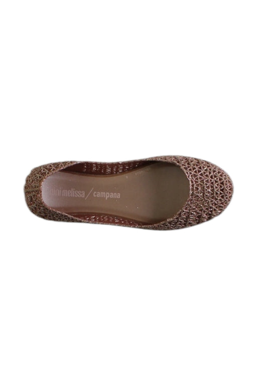 A Brown Flats from Mini Melissa in size 6T for girl. (Front View)