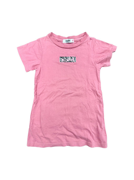A Pink Short Sleeve Dresses from X-Girl Stages in size 4T for girl. (Front View)