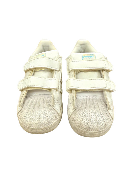 A White Sneakers from Adidas in size 3T for neutral. (Front View)