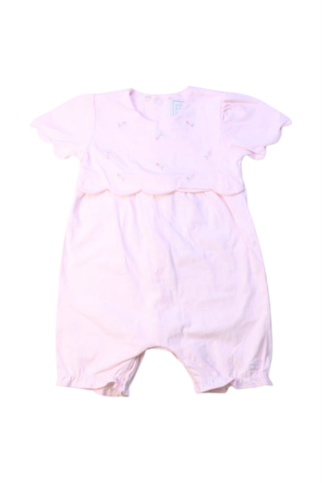 A Pink Short Sleeve Rompers from Emile et Rose in size 3-6M for girl. (Front View)