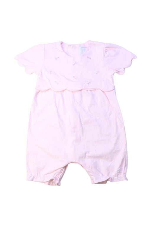 A Pink Short Sleeve Rompers from Emile et Rose in size 3-6M for girl. (Front View)