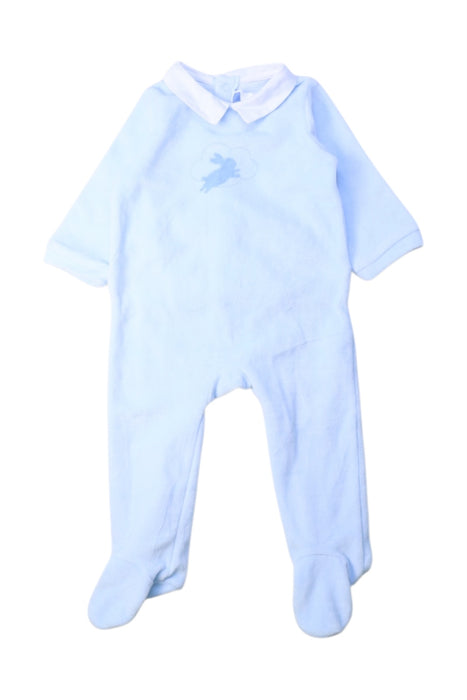 A Blue Onesies from Jacadi in size 3-6M for boy. (Front View)