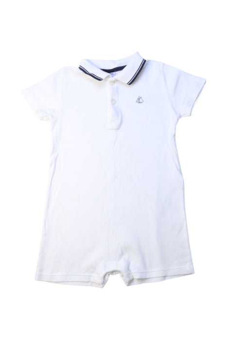 A White Short Sleeve Rompers from Petit Bateau in size 6-12M for boy. (Front View)