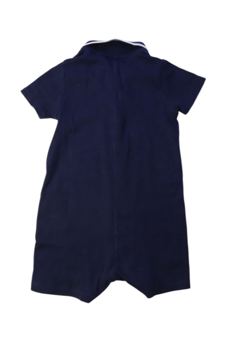 A Navy Short Sleeve Rompers from Petit Bateau in size 6-12M for boy. (Back View)