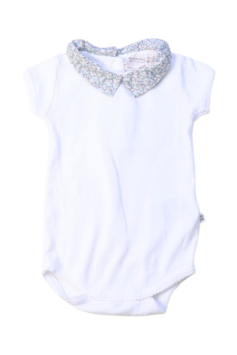 A White Short Sleeve Bodysuits from Bonpoint in size 0-3M for girl. (Front View)