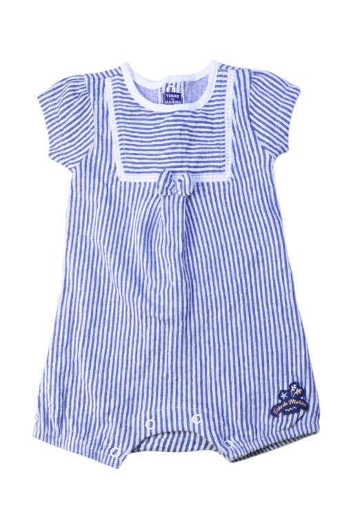 A Blue Short Sleeve Rompers from Terre De Marins in size 0-3M for girl. (Front View)