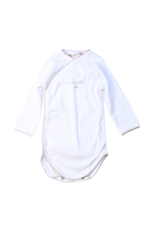 A White Long Sleeve Bodysuits from Bonpoint in size 6-12M for girl. (Front View)