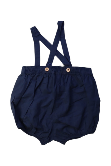 A Navy Overall Shorts from Cyrillus in size 3-6M for boy. (Back View)