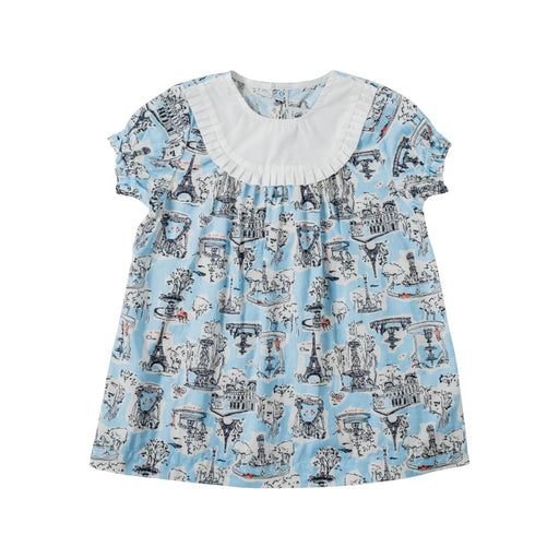 A Blue Short Sleeve Dresses from Petit Bateau in size 18-24M for girl. (Front View)