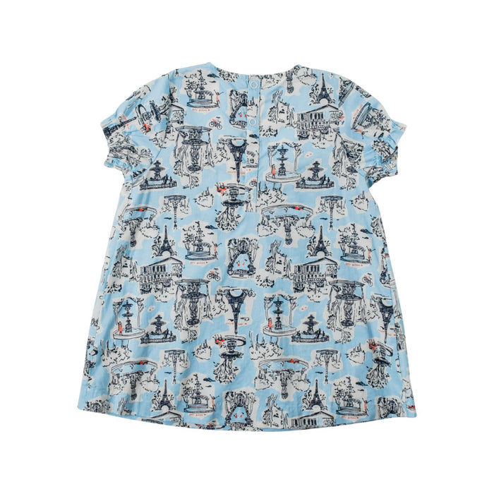 A Blue Short Sleeve Dresses from Petit Bateau in size 18-24M for girl. (Back View)
