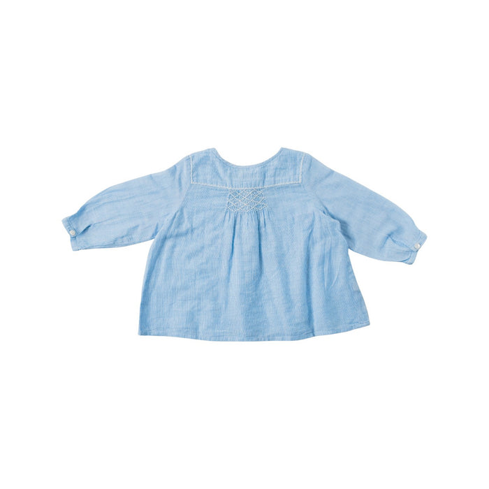 A Blue Long Sleeve Tops from Bonpoint in size 6-12M for girl. (Back View)