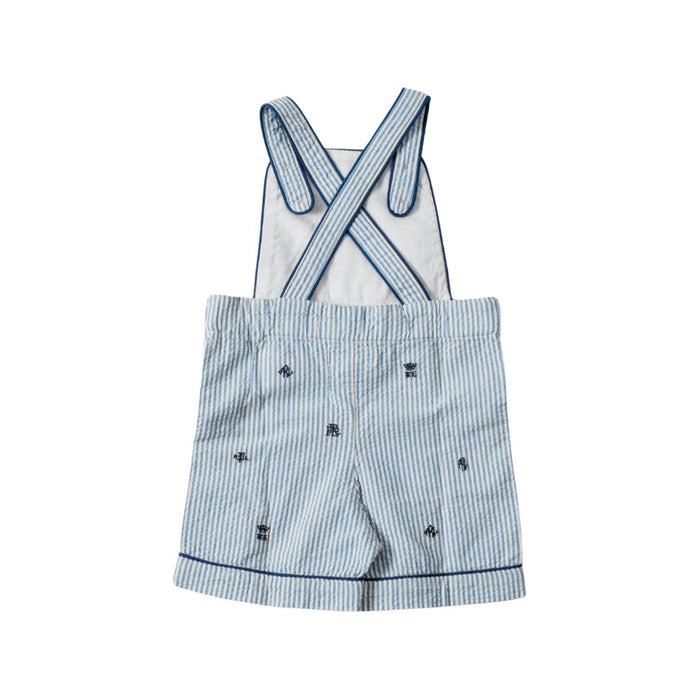 A Blue Overall Shorts from Ralph Lauren in size 3-6M for neutral. (Back View)