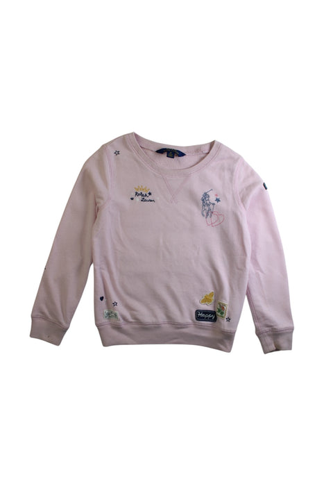 A Pink Crewneck Sweatshirts from Polo Ralph Lauren in size 6T for girl. (Front View)