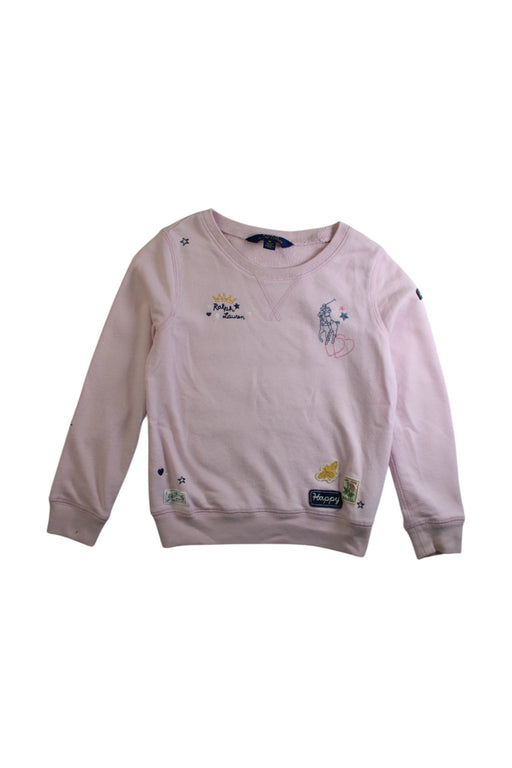 A Pink Crewneck Sweatshirts from Polo Ralph Lauren in size 6T for girl. (Front View)