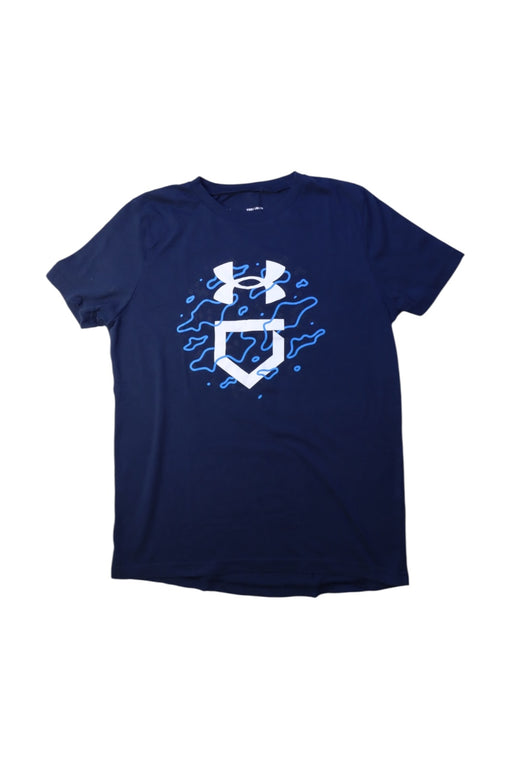 A Navy Short Sleeve T Shirts from Under Armour in size 10Y for boy. (Front View)