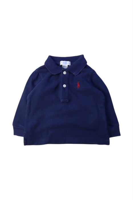 A Navy Long Sleeve Polos from Ralph Lauren in size 3-6M for boy. (Front View)