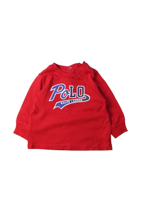 A Red Long Sleeve T Shirts from Ralph Lauren in size 0-3M for boy. (Front View)