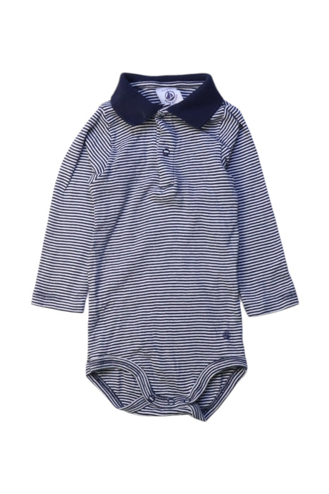 A Blue Long Sleeve Bodysuits from Petit Bateau in size 3-6M for boy. (Front View)