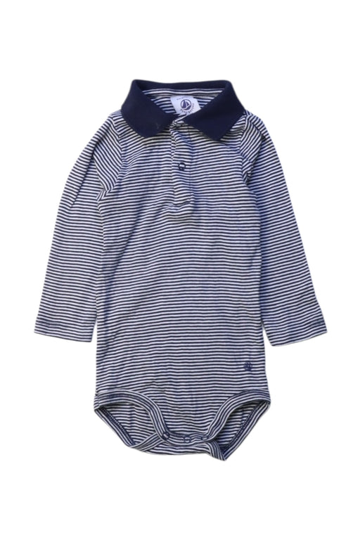 A Blue Long Sleeve Bodysuits from Petit Bateau in size 3-6M for boy. (Front View)