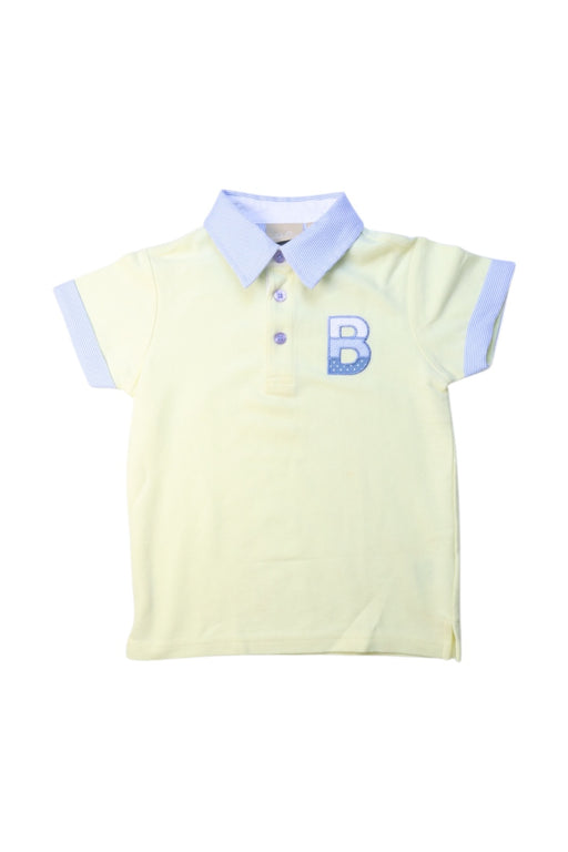 A Yellow Short Sleeve Polos from Chickeeduck in size 4T for boy. (Front View)
