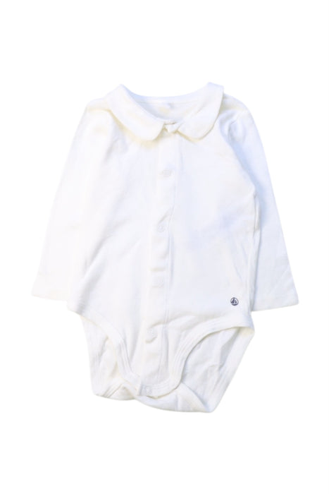 A White Long Sleeve Bodysuits from Petit Bateau in size 3-6M for boy. (Front View)