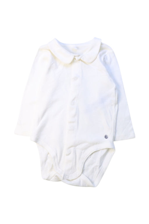 A White Long Sleeve Bodysuits from Petit Bateau in size 3-6M for boy. (Front View)